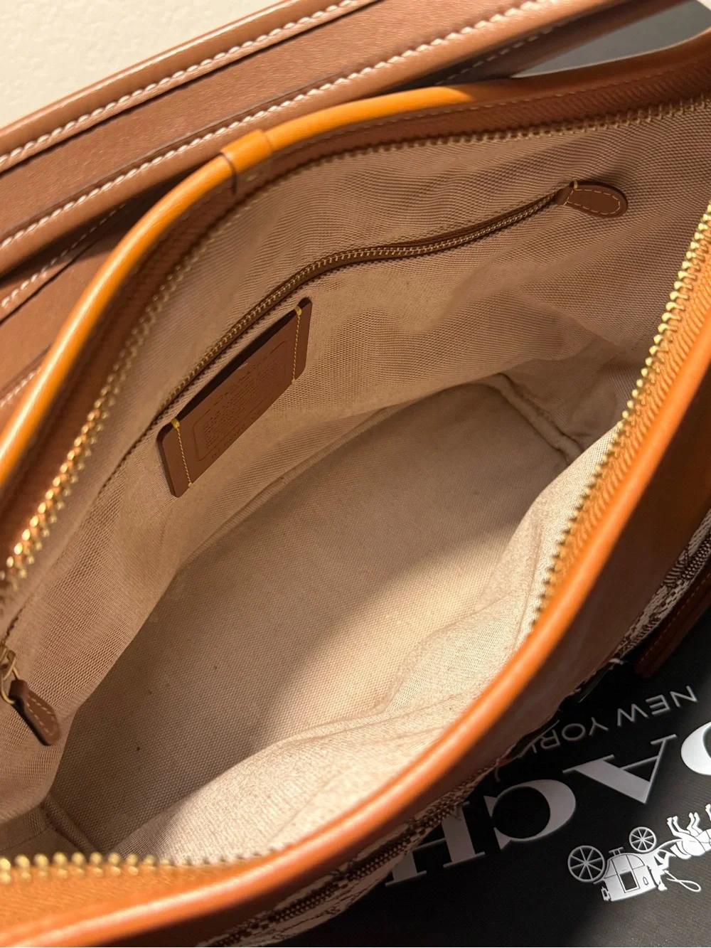 Coach Andie Shoulder Bag - Burnished Amber / Signature Jacquard Cocoa - Brass